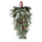 Haute Decor Snowfall Creek Holiday Chair Swag with Real Pinecones - PRELIT Battery Operated Timed LED Lights - 20 inches